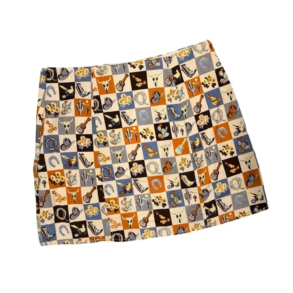 Urban Outfitters Mini Skirt Medium Western Checkerboard Casual - Picture 5 of 5